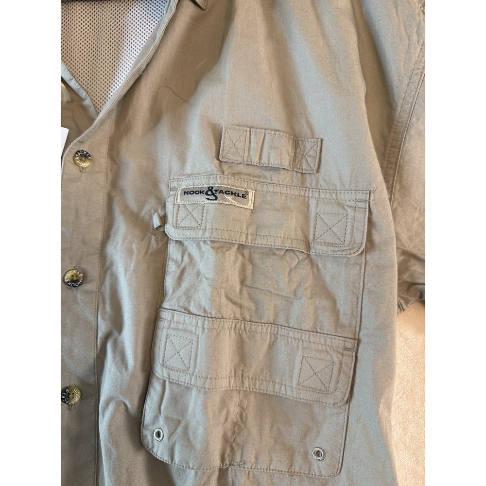 Hook & Tackle Fishing Shirt Mens Medium Brown Outdoor Performance New Tag NWT - Picture 3 of 7
